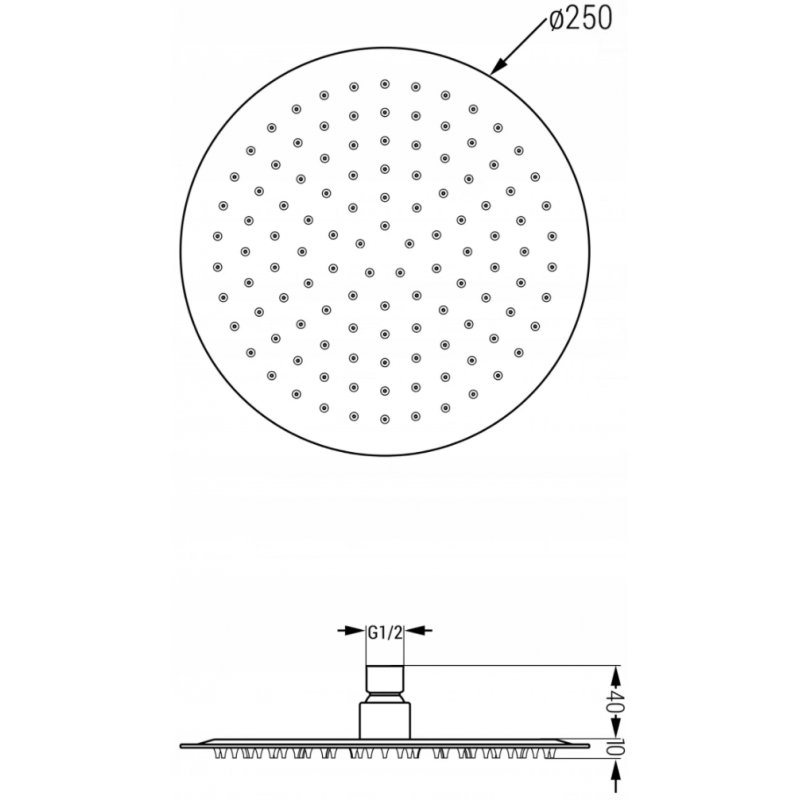 Mexen Slim cap de duș de 25 cm cu braț de duș, auriu - 79225211-50