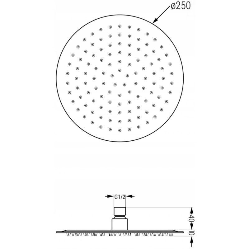 Mexen Slim 25 cm-es esőztető zuhanykarral, kefélt fegyverszürke - 79225211-66