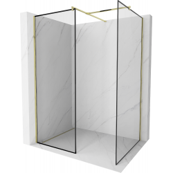 Mexen Kioto perete de duş Walk-in 160 x 120 cm, model negru, aurie - 800-160-202-50-70-120