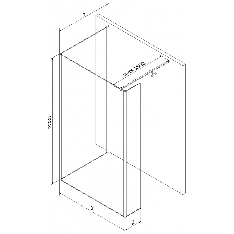 Mexen Kioto paravan de duș Walk-in 140 x 80 x 40 cm, transparent, auriu periat - 800-140-080-221-55-00-040