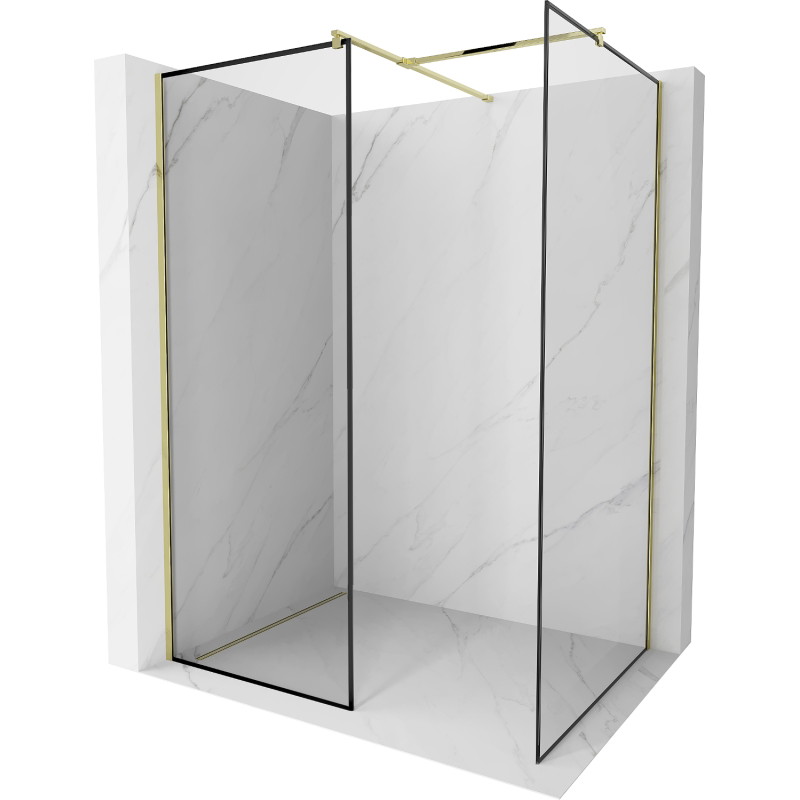 Mexen Kioto Walk-in zuhanyfal 80 x 80 cm, fekete keret, arany - 800-080-202-50-70-080