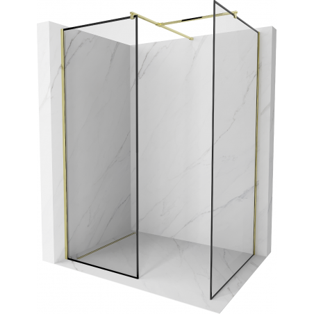 Mexen Kioto Walk-in zuhanyfal 80 x 80 cm, fekete keret, arany - 800-080-202-50-70-080