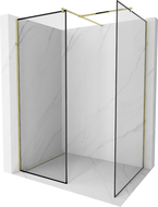 Mexen Kioto Walk-in zuhanyfal 80 x 80 cm, fekete keret, arany - 800-080-202-50-70-080