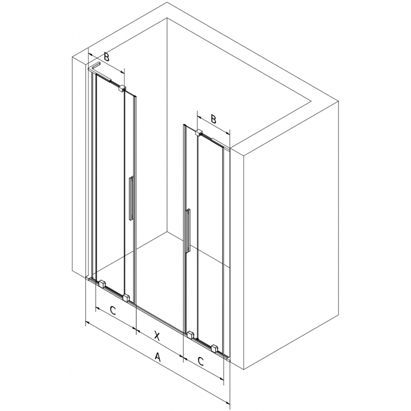 Mexen Velar L Duo uși de duș glisante 170 cm, grafit, auriu - 871-170-003-42-50