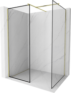 Mexen Kioto zuhanyfal Walk-in 140 x 70 cm, fekete keret, arany szálcsiszolt - 800-140-202-55-70-070