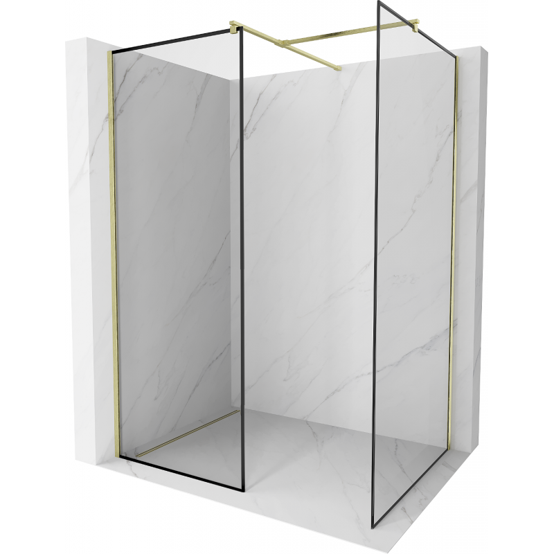 Mexen Kioto perete de duș Walk-in 90 x 90 cm, model negru, finisaj aurit - 800-090-202-55-70-090