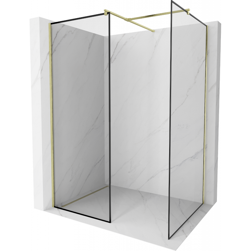 Mexen Kioto şianka prysznicowa Walk-in 110 x 100 cm, model negru, finisaj aurie periat - 800-110-202-55-70-100