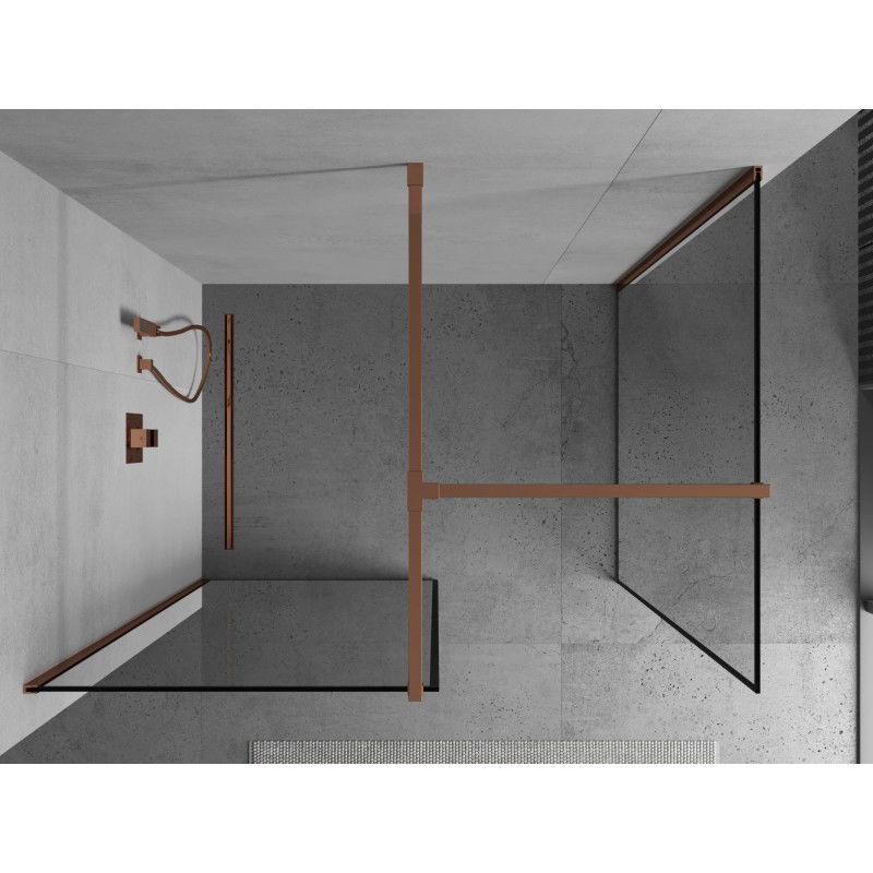 Mexen Kioto panou de duș Walk-in 150 x 110 cm, cadru negru, aur roz - 800-150-202-60-70-110