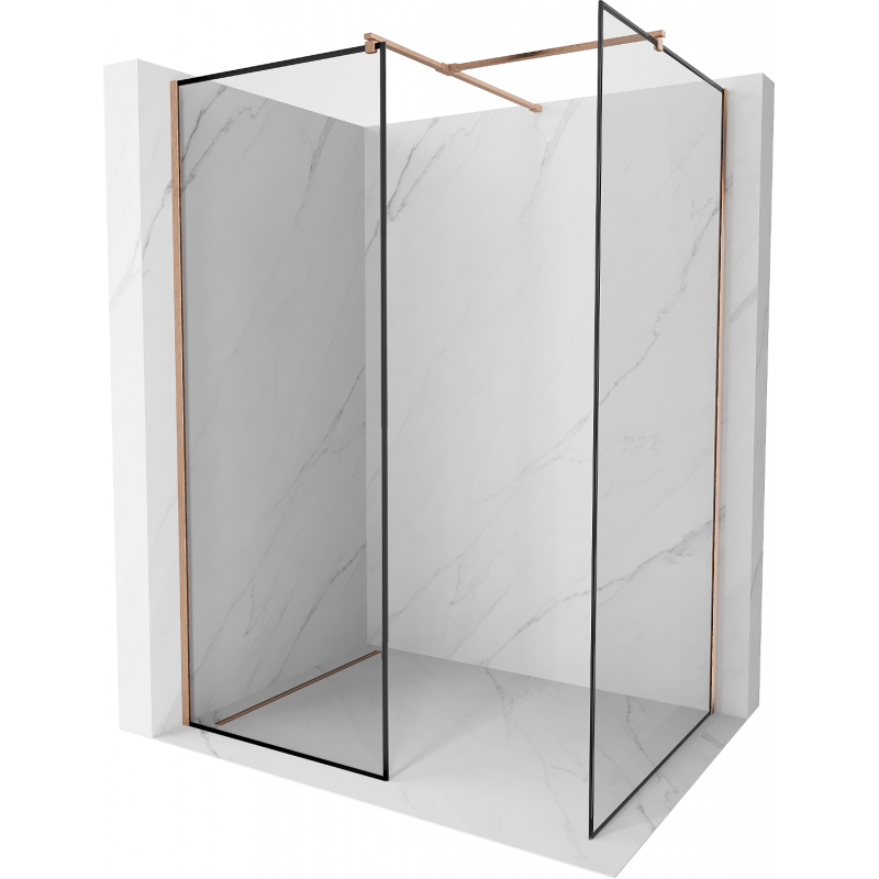 Mexen Kioto perete Walk-in 80 x 70 cm, model negru, cupru periat - 800-080-202-65-70-070