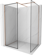 Mexen Kioto zuhanyfal Walk-in 120 x 70 cm, fekete keret, csiszolt réz - 800-120-202-65-70-070