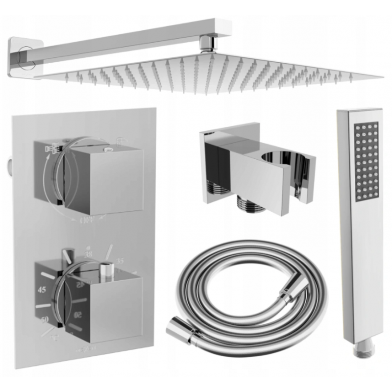Mexen Cube DR02 rejtett zuhanykészlet 30 cm-es esőztetővel, króm - 77502DR0230-00