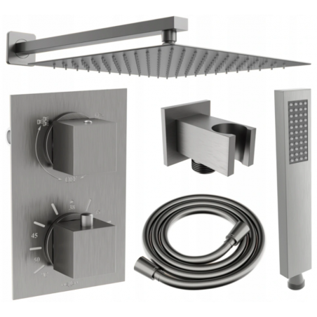 Mexen Cube DR02 set de duș încastrat z pară de tip ploaie 30 cm, Grafit - 77502DR0230-66