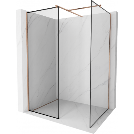 Mexen Kioto panou de duș Walk-in 150 x 100 cm, model negru, cupru periat - 800-150-202-65-70-100