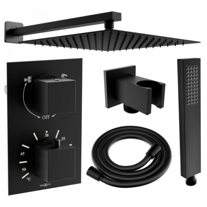 Mexen Cube DR02 set de duș încastrat cu duș de ploaie de 30 cm, negru - 77502DR0230-70
