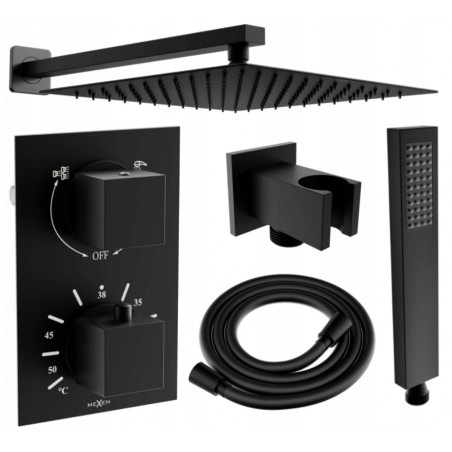 Mexen Cube DR02 set de duș încastrat cu duș de ploaie de 30 cm, negru - 77502DR0230-70