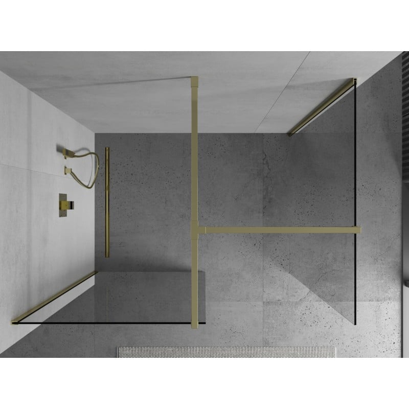 Mexen Kioto perete de duș Walk-in 120 x 80 cm, transparent, auriu - 800-120-202-50-00-080