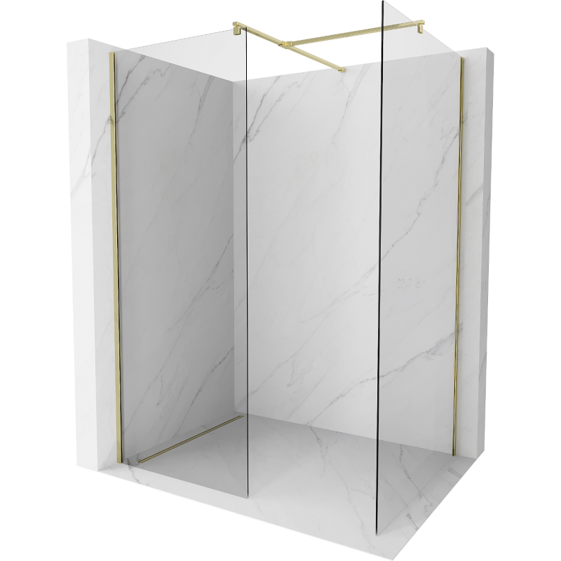 Mexen Kioto perete de duș Walk-in 125 x 110 cm, transparent, auriu - 800-125-202-50-00-110