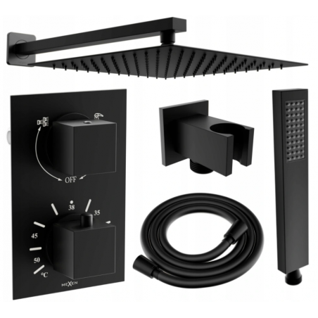Mexen Cube DR02 set de duș încastrat z pară de tip ploaie 25 cm, Neagră - 77502DR0225-70