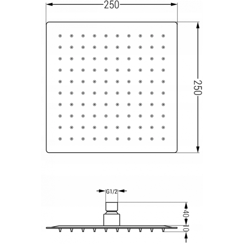 Mexen Cube DR02 süllyesztett zuhanykészlet 25 cm-es esőztetővel, fekete - 77502DR0225-70