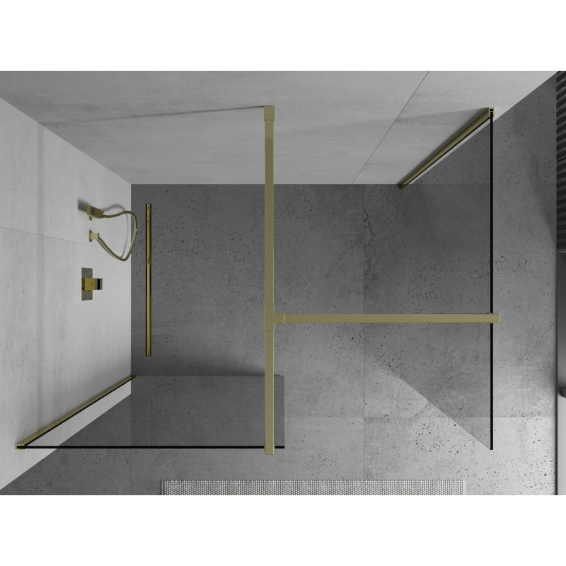 Mexen Kioto 145 x 110 cm-es Walk-in zuhanyfal, átlátszó, arany - 800-145-202-50-00-110