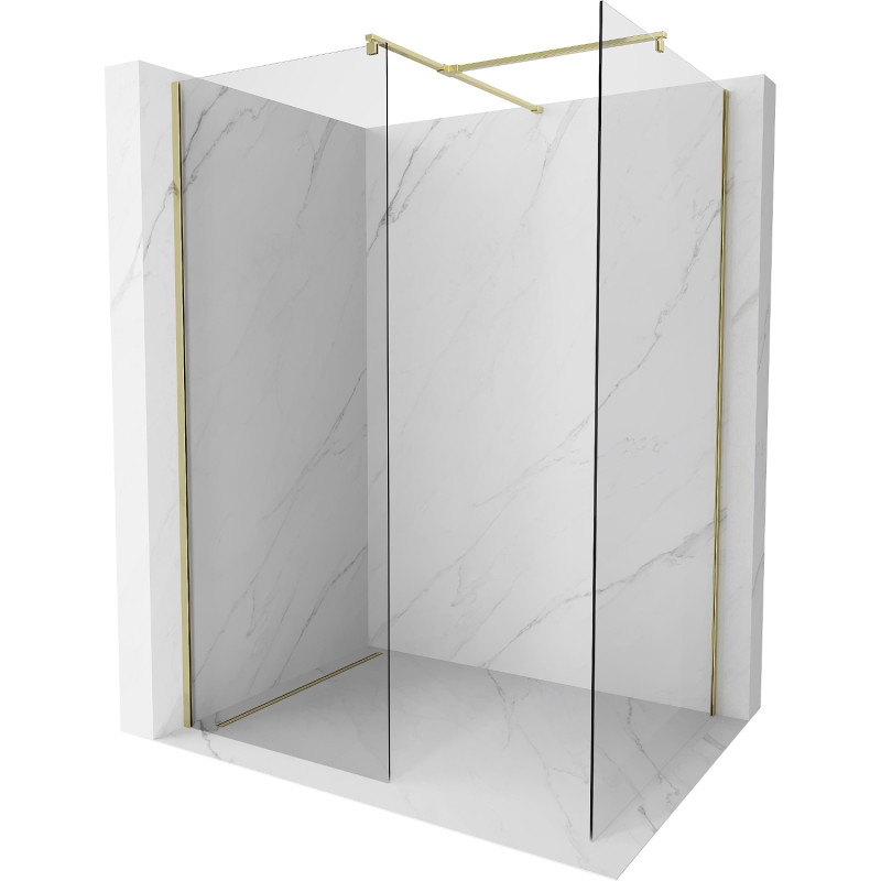 Mexen Kioto 145 x 110 cm-es Walk-in zuhanyfal, átlátszó, arany - 800-145-202-50-00-110