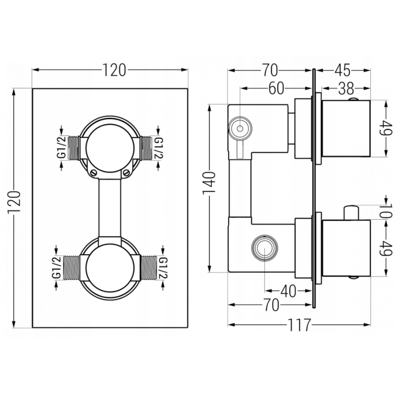 Mexen Cube DR02 süllyesztett zuhanykészlet 25 cm-es esőztetővel, fehér - 77502DR0225-20