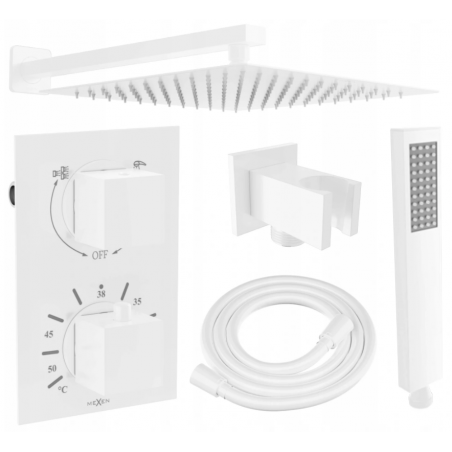 Mexen Cube DR02 süllyesztett zuhanykészlet 25 cm-es esőztetővel, fehér - 77502DR0225-20