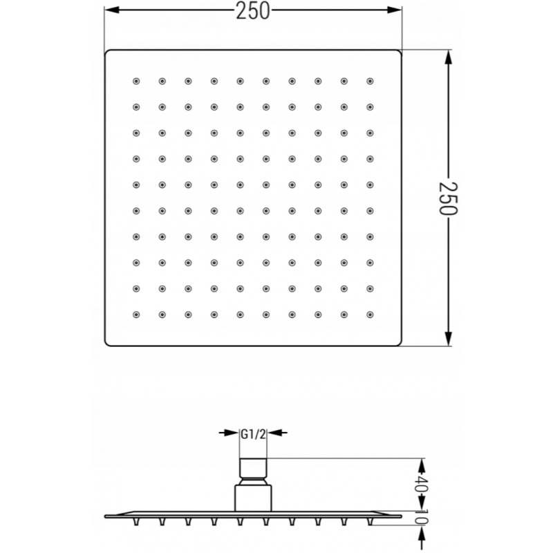 Mexen Cube DR02 süllyesztett zuhanykészlet 25 cm-es esőztetővel, fehér - 77502DR0225-20