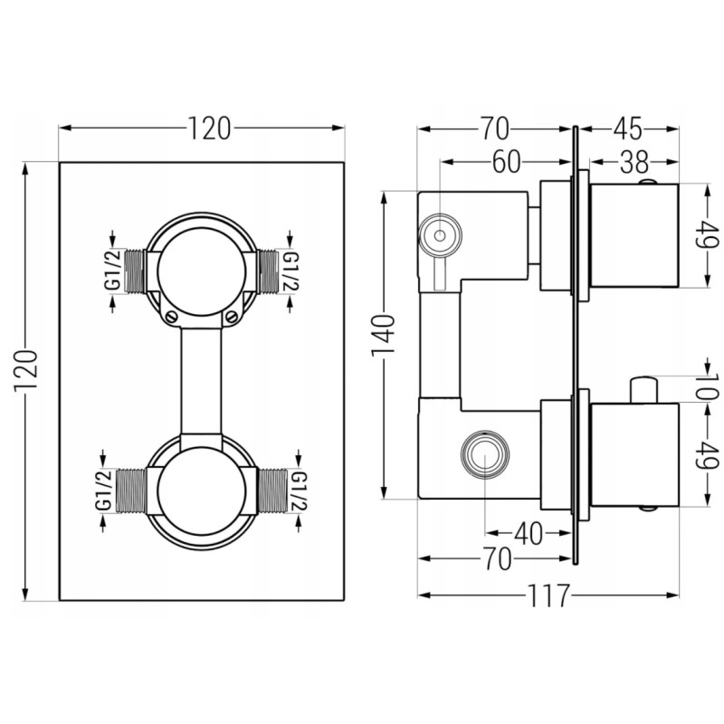Mexen Cube DR02 set de duș încastrat cu duș de ploaie 25 cm, gri metalic periat - 77502DR0225-66