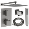 Mexen Cube DR02 set de duș încastrat cu duș de ploaie 25 cm, gri metalic periat - 77502DR0225-66