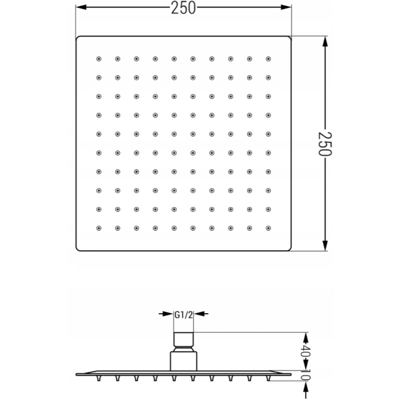 Mexen Cube DR02 set de duș încastrat cu duș de ploaie 25 cm, gri metalic periat - 77502DR0225-66