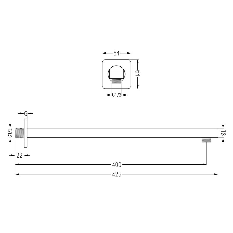 Mexen Cube DR02 set cadă-duș încastrat cu duș cu diametru de 25 cm, gun gray periat - 77503DR0225-66