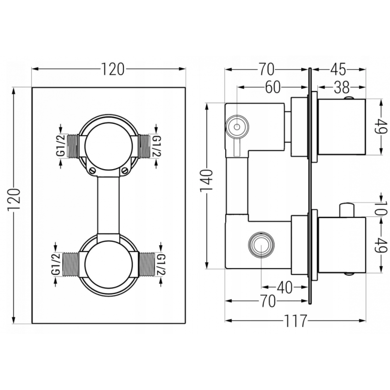 Mexen Cube DR02 set de duș încastrat cu ploaie de 25 cm, auriu - 77502DR0225-50