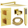 Mexen Cube DR02 set de duș încastrat cu ploaie de 25 cm, auriu - 77502DR0225-50
