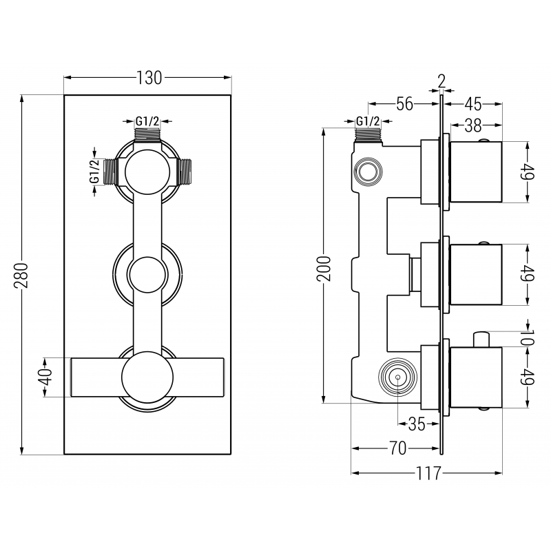Mexen Cube DR02 beépített kád-zuhany szett esőzuhannyal 25 cm, arany - 77503DR0225-50