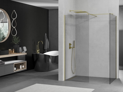 Mexen Kioto Walk-in zuhanyfal 80 x 80 cm, átlátszó, arany fényű - 800-080-202-55-00-080