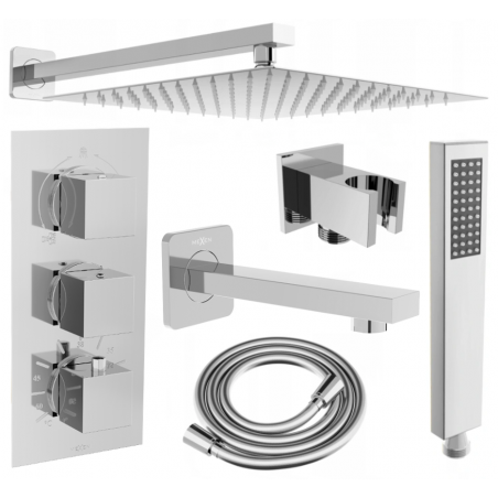 Mexen Cube DR02 set de baie și duș încastrat cu duș de plafon de 30 cm, crom - 77503DR0230-00