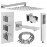 Mexen Cube DR02 set cadă-duș încastrat cu pară de tip ploaie30 cm, Crom - 77503DR0230-00