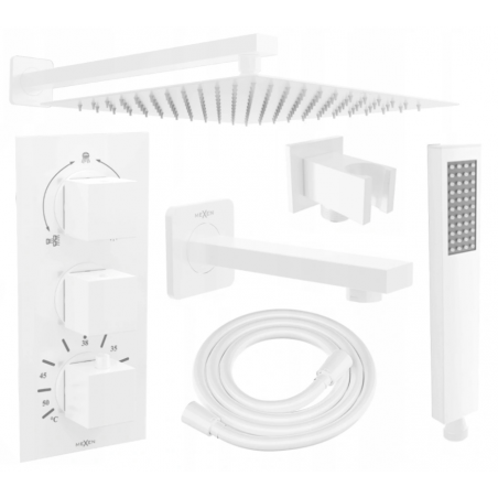 Mexen Cube DR02 beépített kád-zuhany szett, 30 cm-es esőztető, fehér - 77503DR0230-20
