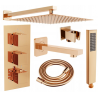 Mexen Cube DR02 beépíthető kád- és zuhanyszett esőztetővel 30 cm, rózsaarany - 77503DR0230-60