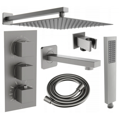 Mexen Cube DR02 set cadă-duș încastrat cu duș de tip ploaie 30 cm, grafit - 77503DR0230-66