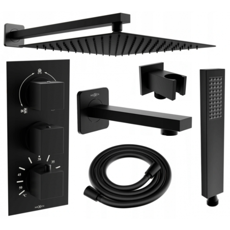 Mexen Cube DR02 set cadă-duș încastrat cu pară de tip ploaie30 cm, Neagră - 77503DR0230-70