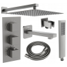 Mexen Cube DR02 set cadă-duș încastrat cu duș cu diametru de 25 cm, gun gray periat - 77503DR0225-66