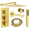 Mexen Cube DR02 set cadă-duș încastrat cu pară de tip ploaie25 cm, Aurie - 77503DR0225-50