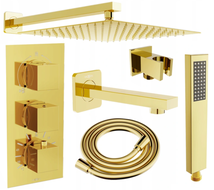 Mexen Cube Set duş-cadă încastrat DR02 cu para de duș de 25 cm, auriu - 77503DR0225-50