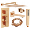 Mexen Cube DR02 set cadă-duș încastrat cu duș deasupra 25 cm, aur roz - 77503DR0225-60