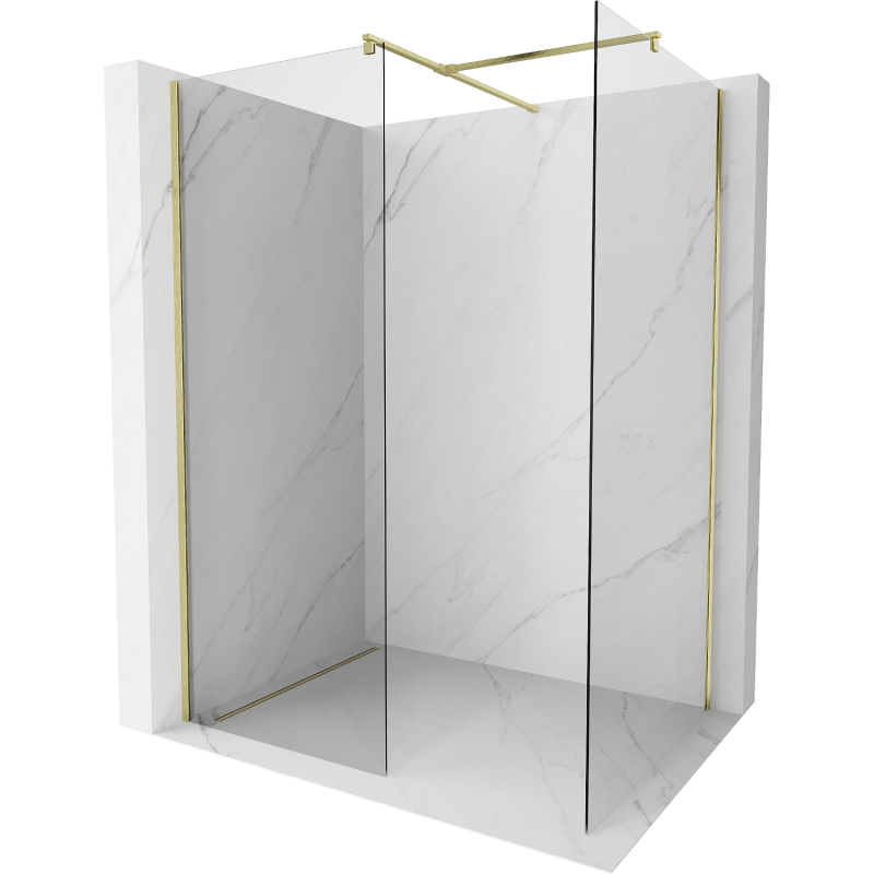 Mexen Kioto perete de duș Walk-in 140 x 75 cm, transparent, auriu periat - 800-140-202-55-00-075