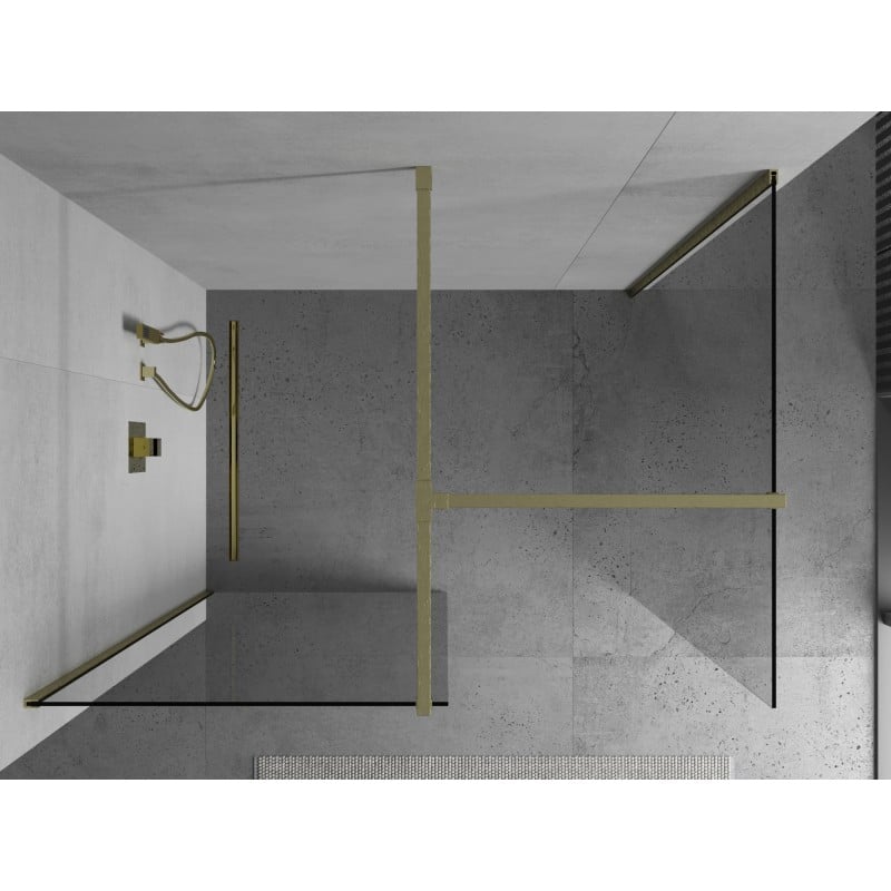 Mexen Kioto perete de duș Walk-in 145 x 120 cm, transparent, auriu periat - 800-145-202-55-00-120