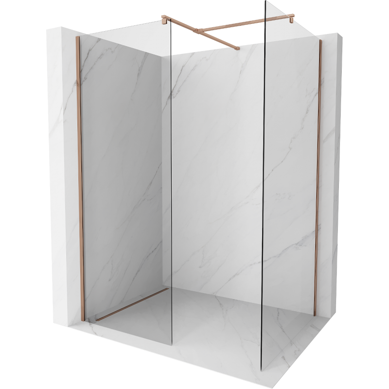 Mexen Kioto perete de duș Walk-in 120 x 80 cm, transparent, aur roz - 800-120-202-60-00-080