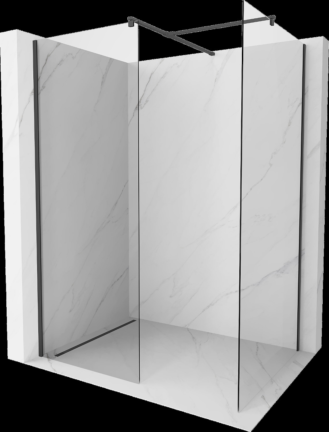 Mexen Kioto perete de duş Walk-in 90 x 90 cm, transparent, negru - 800-090-202-70-00-090